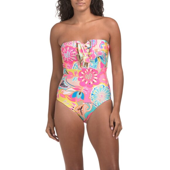 TRINA TURK multi Venus One-piece Bandeau Swimsuit - Picture 1 of 2